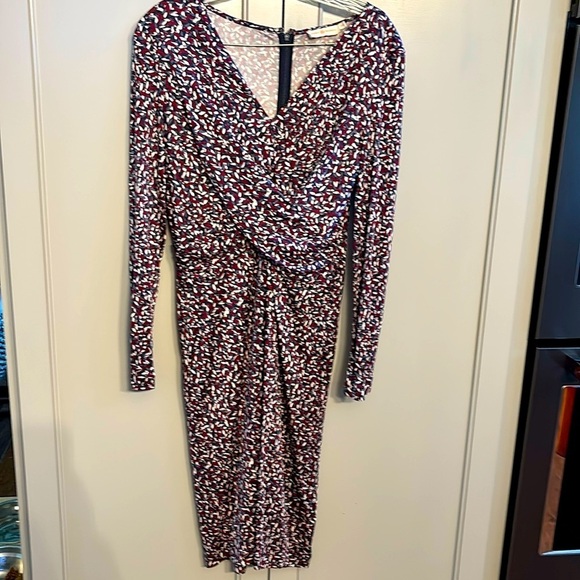 Tory Burch Dresses & Skirts - $450 Tory Burch Red Agate Confetti Silk Long Sleeve Faux Wrap Dress Medium EUC